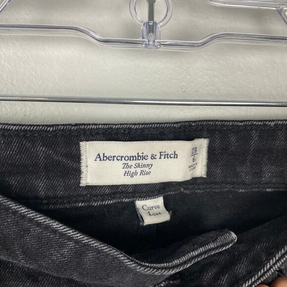 Abercrombie Skinny High Rise Split Hem Jeans Curve Love Black Stretch Size 28 6R - Picture 7 of 8